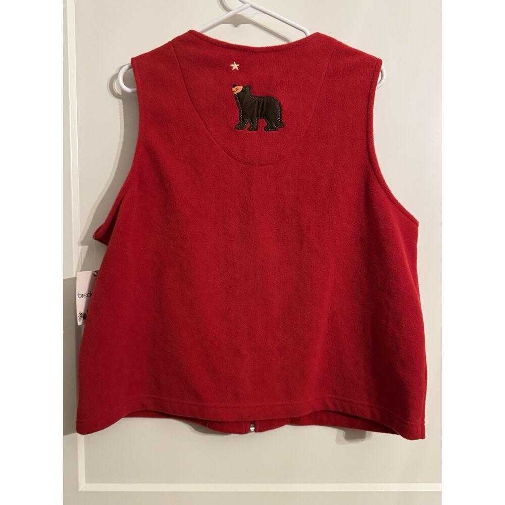 Breckenridge Fleece Vest Bear Women Sz 1X Vintage Red Holiday Christmas NWT - Picture 6 of 11